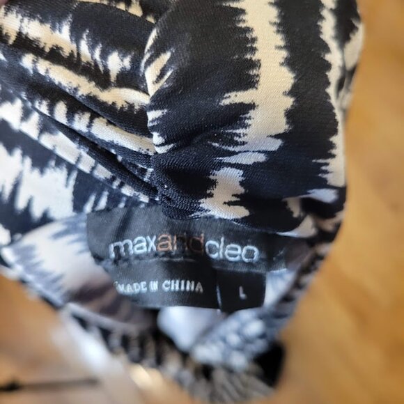 Max and Cleo Black Brown & Cream Geometric Print Sleeveless Dress Size L - Picture 4 of 5